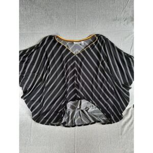 Susan Graver Women's XL Stripe Flare Stretch Top Blouse V-Neck Batwing Sleeves‎